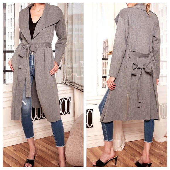 17 Boho Fabulous Ribbed Knit Wide Collar Knit Wrap/Coat - Picture 4 of 6